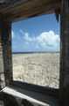 View out into the blue at a destroyed lighthouse at the northmost point of Bonaire (Malniak Lighthouse)