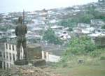 Another Hatuey statue in front of the townview of Baracoa